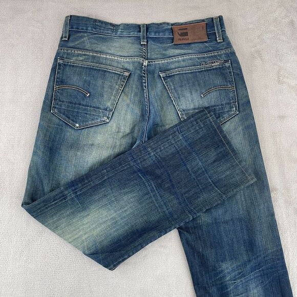 G Star Raw 3301 Jeans Men 31x30‎ Blue Wash Light Distressing